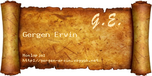 Gergen Ervin névjegykártya